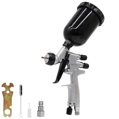 Touch-Up Mini Air Spray Gun, 1.2mm Stainless Steel Nozzle, 250ml Capacity, HVLP Auto Paint Sprayer for Cars and Furniture (Silver, 1.2mm Nozzle) - color: Silver, size: 1.2mm Nozzle