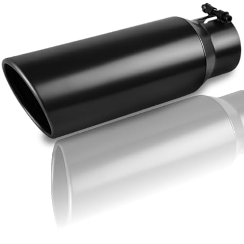 Mupera Universal 3 Inch Inlet Exhaust Tip, 4" Outlet, 12" Long - size: 3" Inlet 4" Outlet 12" Length Black