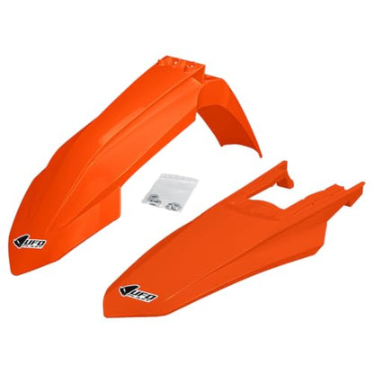 UFO PLAST Front/Rear Fender Kit - Replacement Dirt Bike Front and Rear Mud Guard - Compatible with KTM 125/250/300 SX/250/350/450 XC-F 2023-2026/250/350/450 SX-F/125/250/300 XC 2023-2027 - color: Orange