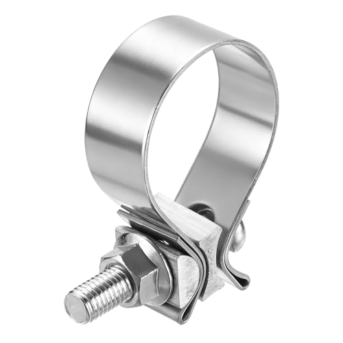 HARFINGTON 410 Stainless Steel Exhaust Clamp 1.97" Butt Joint Narrow Band Muffler Seal Exhaust Narrow Lap Butt Clamps for Pipe Mufflers Converters System Repair, Silver - size: Range 50-56 mm, Band Width 22mm