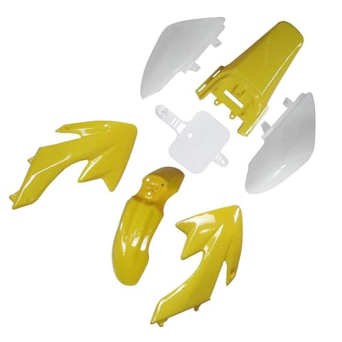 Durable ABS Plastics Kit with High Elasticity Black Tall Seat & Fuel Gas Tank for CRF50F XR50R CRF XR 50 SSR Chinese 110cc 125cc Dirt Pit Bike Body Work Fairing Kit & Bolts (Yellow) - color: Yellow