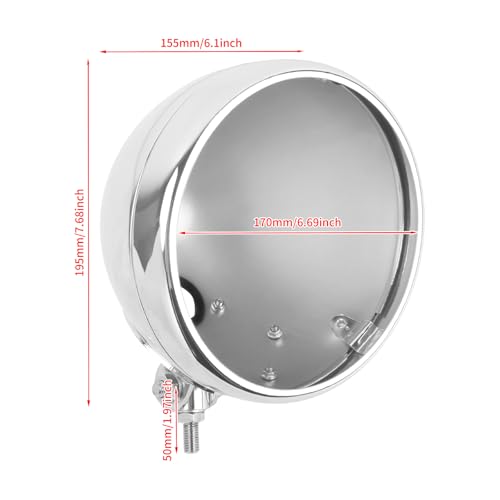 Motorcycle 7" Headlight Housing 7 Inch Head Lamp Bucket Fit for Harley Dyna Softail FX Custom Sportster XL (Chrome) - color: Chrome