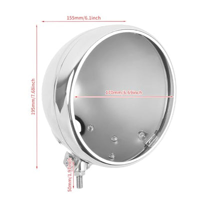 Motorcycle 7" Headlight Housing 7 Inch Head Lamp Bucket Fit for Harley Dyna Softail FX Custom Sportster XL (Chrome) - color: Chrome