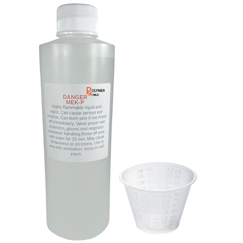 MEKP 8oz - 236cc Clear Catalyst-Hardener for Polyester Resins, Gelcoats, Vinyl Esters, Ceramic Transom Pour, Includes 1oz Measuring Cup