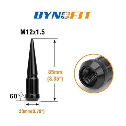 Dynofit M12x1.5 Spike Lug Nuts Compatible with Chevy Toyota Ford,20PCS - color: Black, size: 12x1.5 20PC