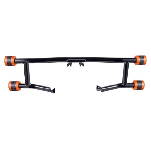 Advanblack Protek Two Step Highway Peg Crash Bar with CNC Slider Fit for 2014-2025 Harley Touring Road Glide Street Glide Electra Glide – Engine Guard Performance Upgrade (Orange CNC w/Carbon Inlay) - color: Orange CNC w/ Carbon Inlay
