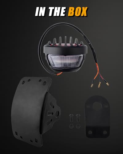 Motorcycle Side Mount License Plate Bracket with LED Tail Brake Light, 3/4" Axle Hole Rear Mount, Brake Running Light Compatible with Harley Cruiser Bobber Chopper Cafe Racer (Black Grille Kit) - color: Black Grille Kit