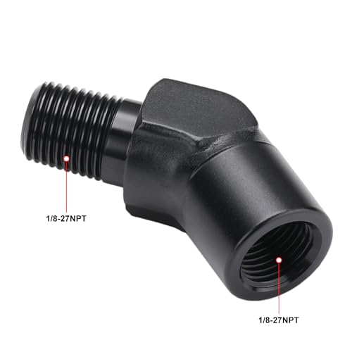 1/8 NPT Female to 1/8 NPT Male 45 Degree Fitting Adapter Coupler Union Aluminum Black - color: Black - 45 Degree, size: 1/8 NPT