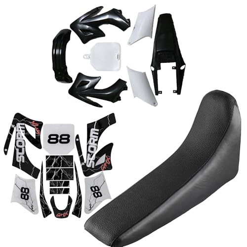 Kemblwolf Full Fender Fairing Kit and Graphics Decals with Seat for Apollo 110cc 125cc 150cc 200cc 250cc Dirt Bikes | ABS Plastic Bodywork Set with Fenders, Side Panels, Tank Shrouds, and Seat (Black) - color: Black