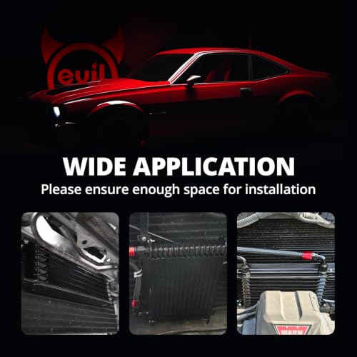 EVIL ENERGY 10 Row Oil Cooler Kit, 10AN Engine Cooler Radiator Universal - size: 10 Row