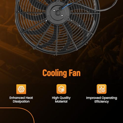 maXpeedingrods 16" Universal Slim Fan 3500FCM Push Pull Electric Radiator Cooling 12V Mount Kit - size: 16 inch