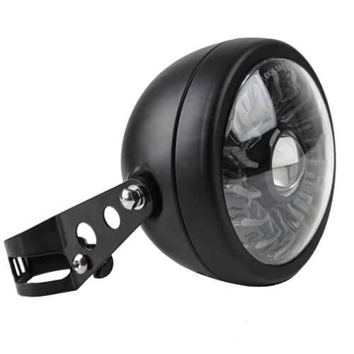 5.75in Animated Start-up Gradiented Motorcycle Headlight w/ Black Housing - color: Amber/White W/ Housing