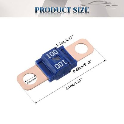 5Pcs AMI/Midi Fuse Kit - High Current Bolt-on Fuses for Battery Fuse Replacement - Heavy Duty Truck Fuses for Cars, RVs, Construction Vehicles & Marine Audio Systems (100A) - size: 100A