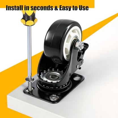 QNCZ 3 Inch Caster Wheels with Brake, Swivel,Heavy Duty, Silent, Set of 4 - color: black, size: 3 IN