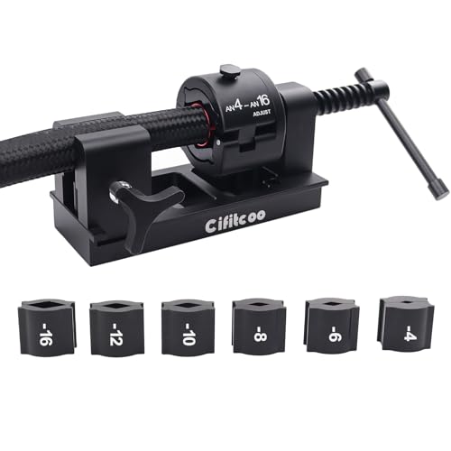 4-16AN Fitting Installation Tool, AN Hose Assembly Tool, Fuel Line Installation Tool with 6 Dies (4AN 6AN 8AN 10AN 12AN 16AN) for CPE Fuel Line, Adjustable Universal Fit For Any Brands - color: Black
