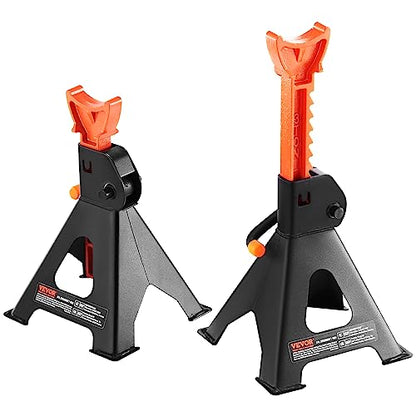 VEVOR Jack Stands, 3 Ton (6,000 lbs) Capacity Car Jack Stands, 10.8-16.3 inch Adjustable Height, for lifting SUV, Pickup Truck, Car and UTV/ATV, Red, 1 Pair - style: 3T Single Locking