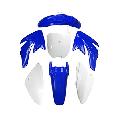 CRF70 Plastic Kit CRF 70 Plastic Fender Kit Plastic Fairing Kit & Graphics Decals & Seat & Fuel Tank Motorcycle Fairing Body Work Kit for CRF70F SSR Thumpstar 140cc Pit Dirt Bike (Blue) - color: Blue