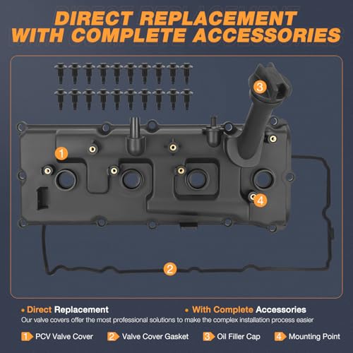 Nilight Pair Engine Valve Cover with Gasket Replace# 13264ZE01A 13264ZE00A - size: for Nissan NV2500 NV3500 2012-2017 & Infiniti