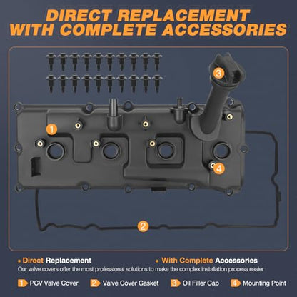 Nilight Pair Engine Valve Cover with Gasket Replace# 13264ZE01A 13264ZE00A - size: for Nissan NV2500 NV3500 2012-2017 & Infiniti