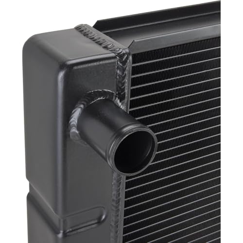 Speedway Motors Universal Aluminum Radiator, 26 Inch, Black, High-Performance Cooling with Dual 1” Rows, Single Pass Style, CNC Billet Filler Neck, Compatible with Chevy SBC/BBC - size: 26 Inch