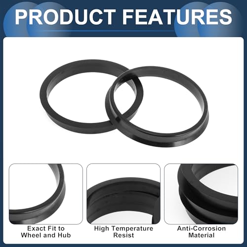 79.6mm to 72.6mm Car Wheel Hub Centric Rings Black Polycarbonate Wheels Center Shaft Shock Absorbing Hubrings 4 Pcs