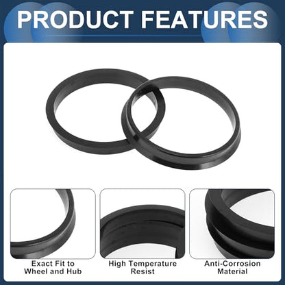 79.6mm to 72.6mm Car Wheel Hub Centric Rings Black Polycarbonate Wheels Center Shaft Shock Absorbing Hubrings 4 Pcs