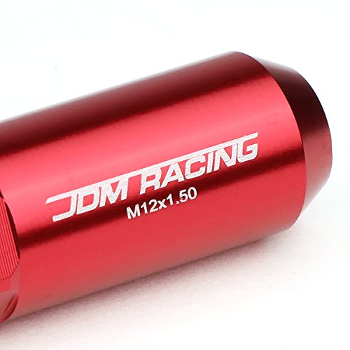 Auto Dynasty M12 x 1.5 Open/Closed End Design 20-Piece Aluminum Alloy Wheel Lug Nuts +1 X Deep Drive Extension (Red) - color: Red