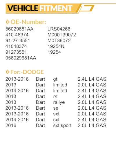 AATEE 56029681AA Starter Motor for:-Dodge Dart Gt Limited R/T Rallye Se Sxt Sxt Sport 2013 2014 2015 2016, 2.0L 2.4L L4 12V 1.4KW 10Teeth, Replace# M000T39072, M0T39072, 19254N - style: 56029681AA