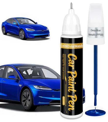 Touch up Paint for Cars(Deep Blue Metallic PPSB) Tesla-Exact Match Scratch Repair Kit 2-In-1 Premium Car Paint Pen for Chips & Nicks - color: Blue Metallic