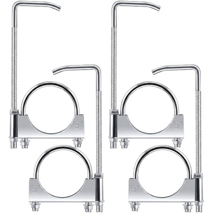 4 Pcs 3 Inch Universal Exhaust Clamp with Hanger - size: 3 Inch