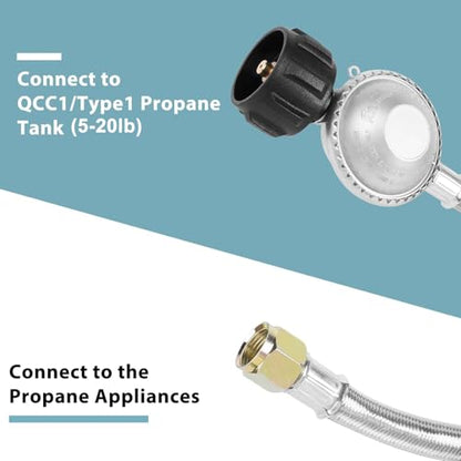 SHINESTAR 15 FT Stainless Steel Braided Propane Regulator with Hose - size: 15 Feet