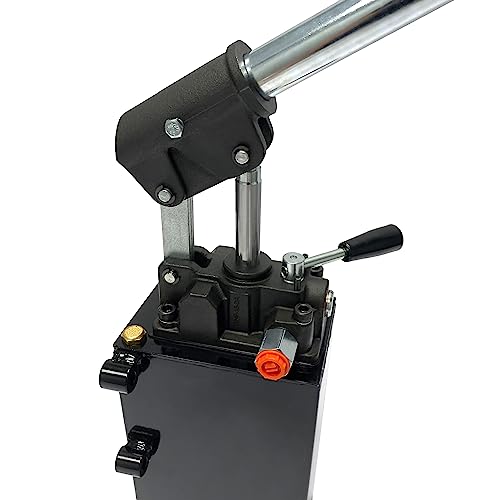 Double Acting Hydraulic Hand Pump with 5 QTs Tank - Manual Hydraulic Pump with Changeover Valve - 1.5 CID, 3600 PSI, 3/8" NPT Ports Piston Hand Pump - color: Double Acting, size: 1.5 CID 5 QTs tank