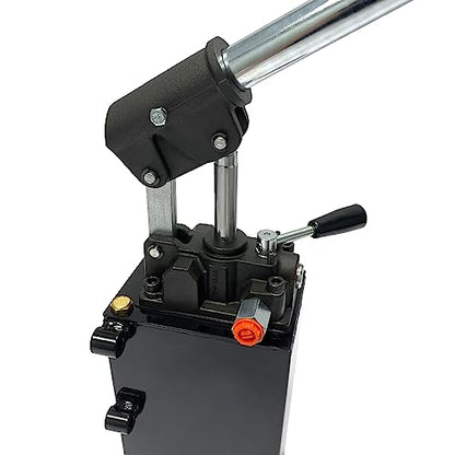 Double Acting Hydraulic Hand Pump with 3 QTs Tank - Manual Hydraulic Pump with Changeover Valve - 1.5 CID, 3600 PSI, 3/8" NPT Ports Piston Hand Pump - color: Double Acting, size: 1.5 CID 3 QTs tank