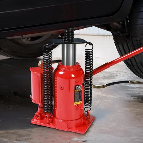Big RED AQD20TR Air Hydraulic Bottle Jack: Heavy Duty Professional Lift with Dual-Power Operation, 10.24"-20.08" Adjustable Lift Range & Safety Valve - 20 Ton (40,000 LBS) - color: Red, size: 20 Ton (40,000 lbs), style: 20 Ton (40,000 lbs)/AirJack