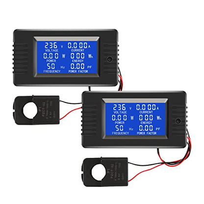 AC 80-260V 100A Digital Power Monitor, LCD, Split-Core CT, 2-Pack - style: 2 Pieces AC 100A Meter(Split Core Transformer)