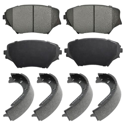 Front Rear Ceramic Brake Pads & Parking Shoes Kit Replacement For 2003-2005 Toyota RAV4 - style: UPD86+UPS802