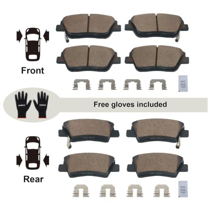 HUSCH Front & Rear Ceramic Brake Pads Fit For Hyundai Sonata, For Kia - size: D1444+D1445