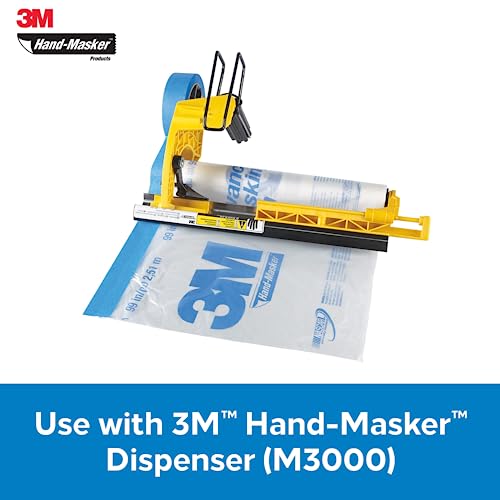 3M Hand Masker Advanced Masking Film, 48 in x 180 ft, Static Cling Keeps Film in Place, Prevents Liquids From Bleeding Through, Flake Resistant, For Indoors & Outdoors Use, 1 Roll (AMF48)