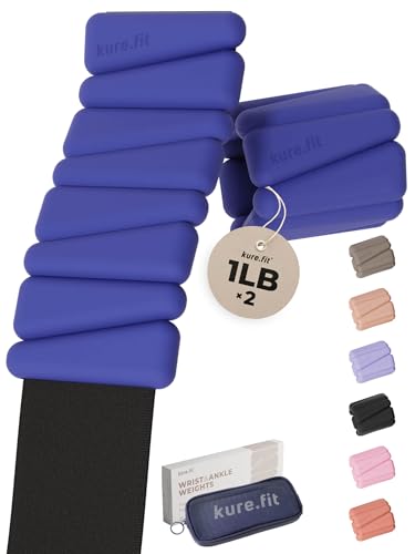 Pilates Wrist & Ankle Weights | Adjustable Weighted Bangles | 1/2/3LB Each - color: Blue, size: 1 LB