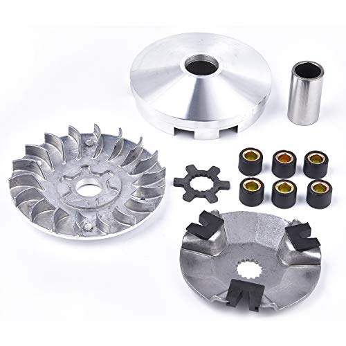 Transmission Rebuild Kit - Replacement Clutch Kit Compatible with Sportsman ATV, Predator, Scrambler, 50CC 90CC 2 Stroke ATV Part - Includes Clutch & Variator Assembly, Drive Belt & Roller Weights
