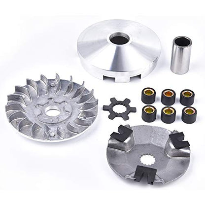 Transmission Rebuild Kit - Replacement Clutch Kit Compatible with Sportsman ATV, Predator, Scrambler, 50CC 90CC 2 Stroke ATV Part - Includes Clutch & Variator Assembly, Drive Belt & Roller Weights