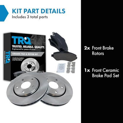 TRQ Front Brake Pad and Rotor Set Ceramic Vented Rotors - style: BKA10562
