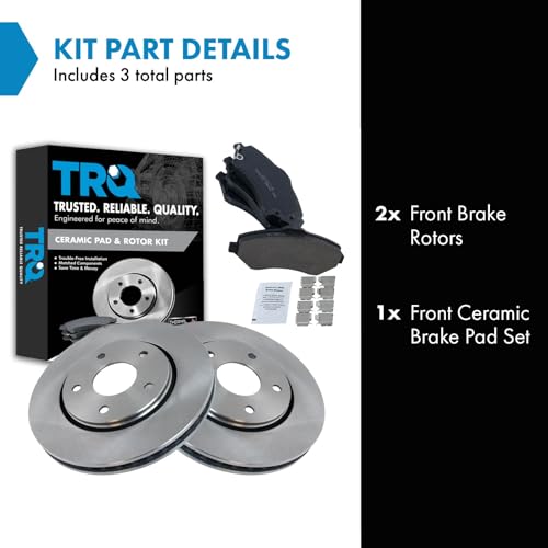 TRQ Front Brake Pad and Rotor Set Ceramic Vented Rotors - style: BKA10562