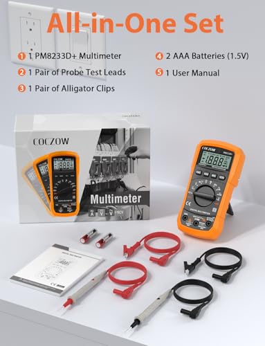 Digital Multimeter,Multimeter Tester, High Sensitivity Voltmeter Ammeter Ohmmeter NCV Circuit Checker Measures AC/DC Voltage,AC/DC Current, Resistance, Diodes, Continuity, Transistor