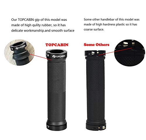 TOPCABIN Double Lock Bicycle Handlebar Grips - Rubber Comfortable BMX Mountain Bike Grips - color: (Aluminum lock plug+Grips) White 1 Pair