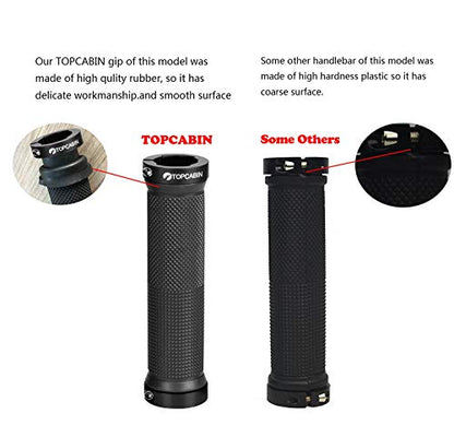 TOPCABIN Double Lock Bicycle Handlebar Grips - Rubber Comfortable BMX Mountain Bike Grips - color: (Aluminum lock plug+Grips) White 1 Pair