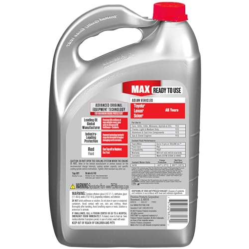 Prestone AF6210 MAX Asian Vehicles (Red) Anti-Freeze and Coolant, 1 Gallon, Pack of 6 - color: Asian Red, size: Pack of 6 Gallons
