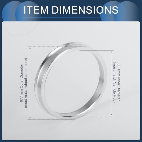 Hub Centric Rings, 60.1mm ID to 67.1mm OD Vehicle Wheel Hubrings Aluminum Alloy, 4 Pcs - size: 60.1mm to 67.1mm