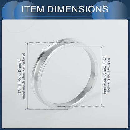 Hub Centric Rings, 60.1mm ID to 67.1mm OD Vehicle Wheel Hubrings Aluminum Alloy, 4 Pcs - size: 60.1mm to 67.1mm