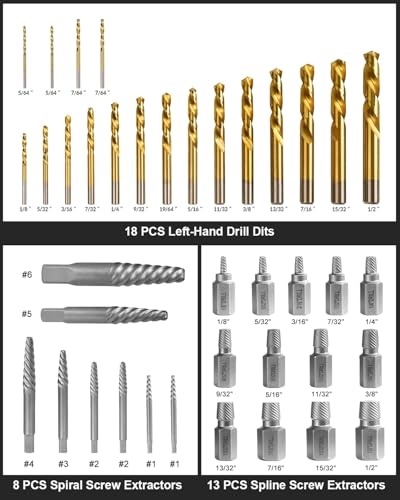 Bolt Extractor Kit, 67 Pcs Screw Extractor Set with 3/8" Drive - size: 67Pcs